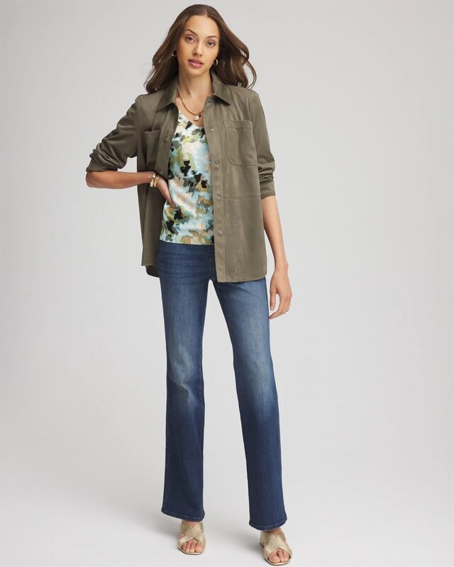 Suede Collared Long-Sleeved Shacket - image 2
